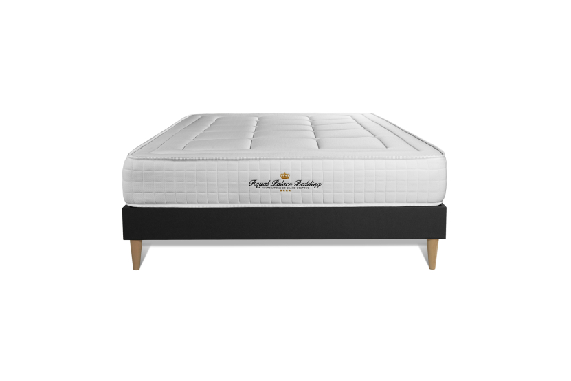 Ensemble Matelas Sommier 140x200 cm - Sommier Noir (déjà monté) - Balmoral