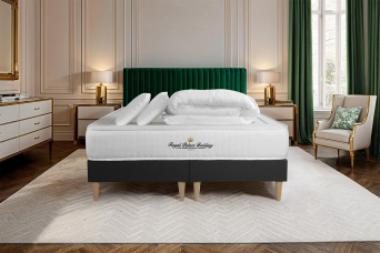 Pack lit complet 160x200 cm - Matelas + 2 Sommiers noirs + 2 oreillers + Couette - Lancaster