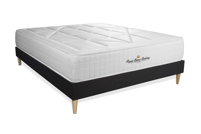 Ensemble Matelas Sommier 140x210 cm - Sommier Noir (en kit) - Windsor